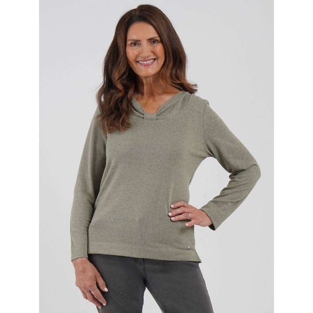 TIGI Drape Knot Neckline Top - Basil Green - Old Railway Line Garden Centre