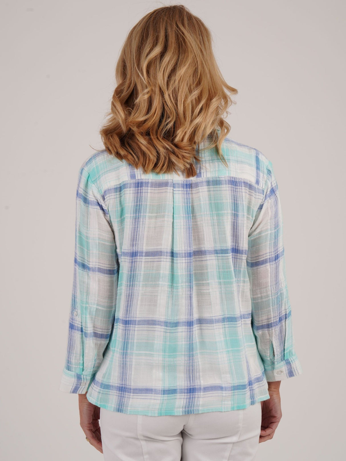 TIGI Powder Blue Yarn Dye Check Shirt - T25 - 46B - Old Railway Line Garden Centre