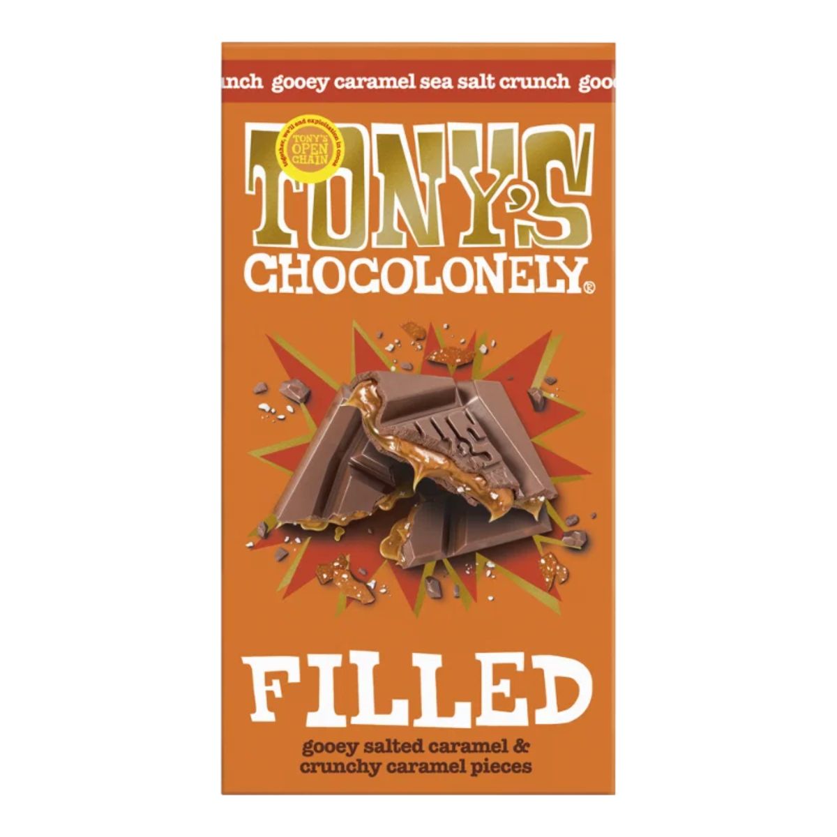 Tony's Chocolonely 135g Milk Chocolate Caramel Sea Salt Crunch