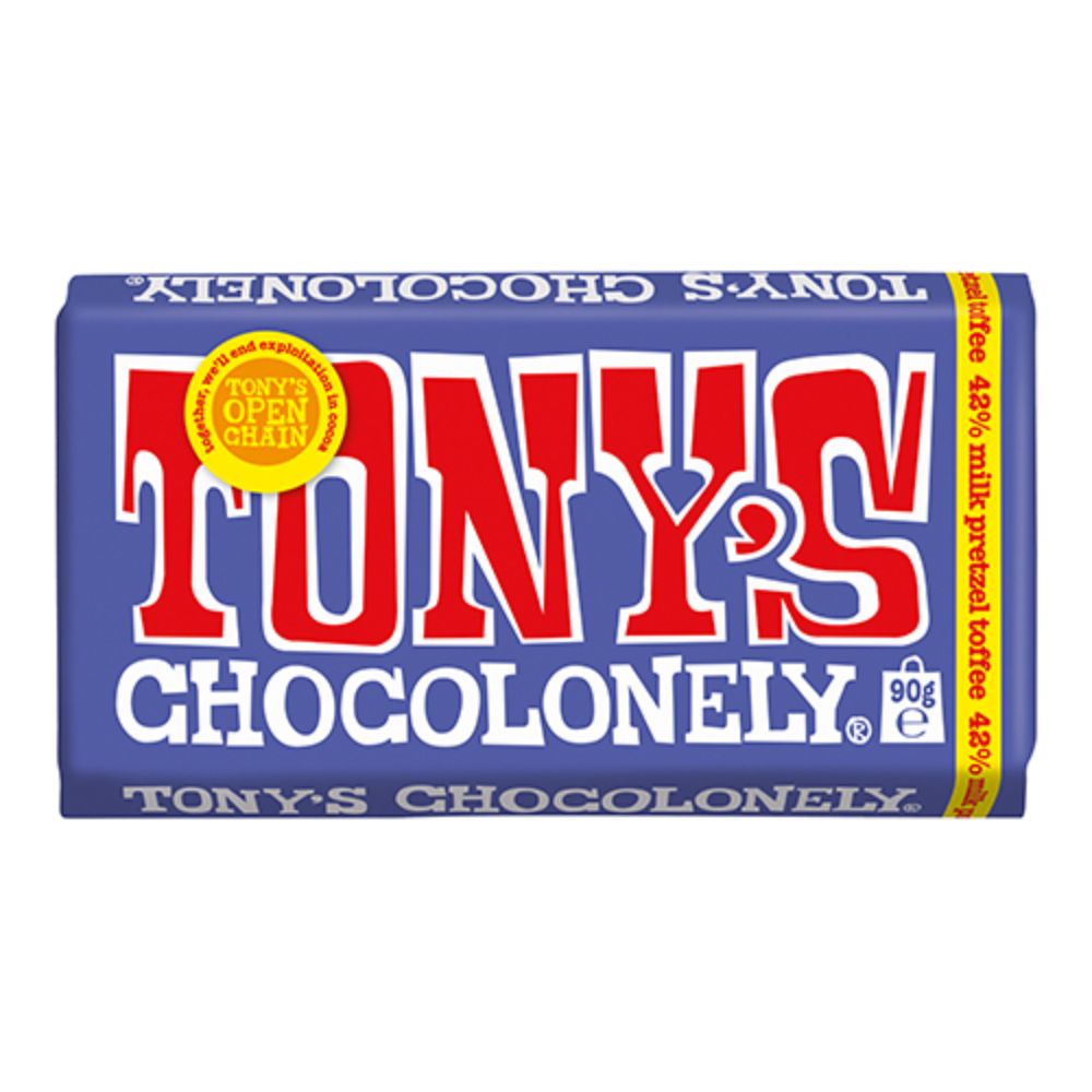 Tony's Chocolonely 90g Dark Milk Chocolate & Pretzel Toffee Chocolate Bar