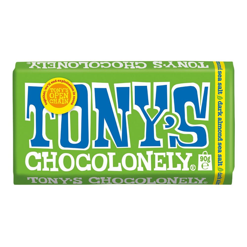 Tony's Chocolonely Dark Chocolate, Almond & Sea Salt Chocolate Bar