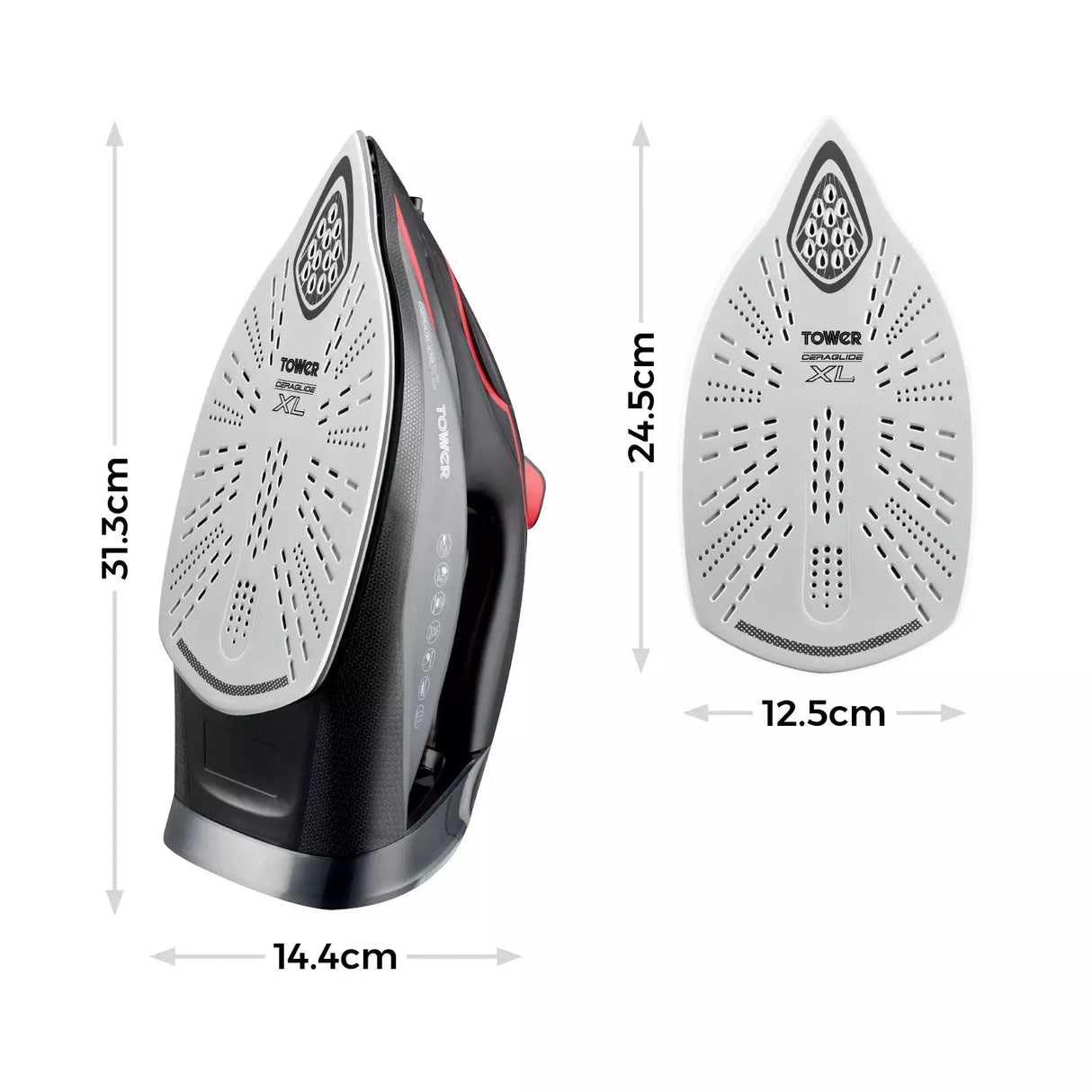 Tower 3100W One Temp Steam Iron - Black/Red - Old Railway Line Garden Centre