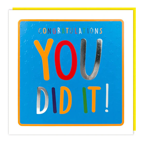 Tracks Publishing You Did It Congratulations Blank Card - Neon Blue