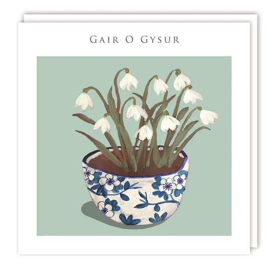 Tracks Publishing Gair O Gysur White Flowers in Bowl Blank Card