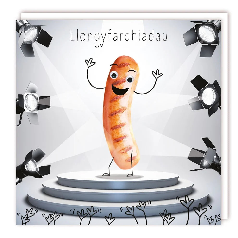 Tracks Publishing Llongyfarchiadau! / Congratulations! Welsh Sausage Blank Card