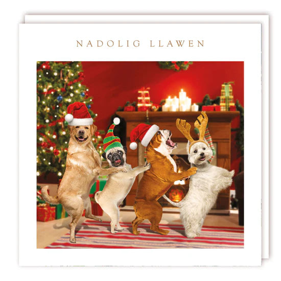 Tracks Publishing Nadolig Llawen Dog Conga Charity Cards - (Pack of 5)