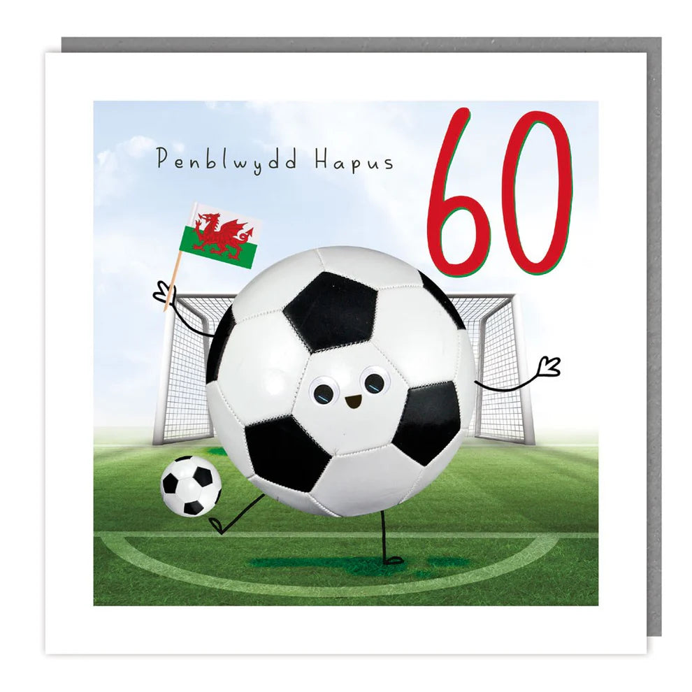Tracks Publishing Penblwydd Hapus 60th Football Blank Card