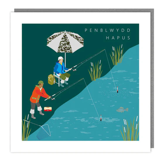 Tracks Publishing Penblwydd Hapus Fishing Blank Card
