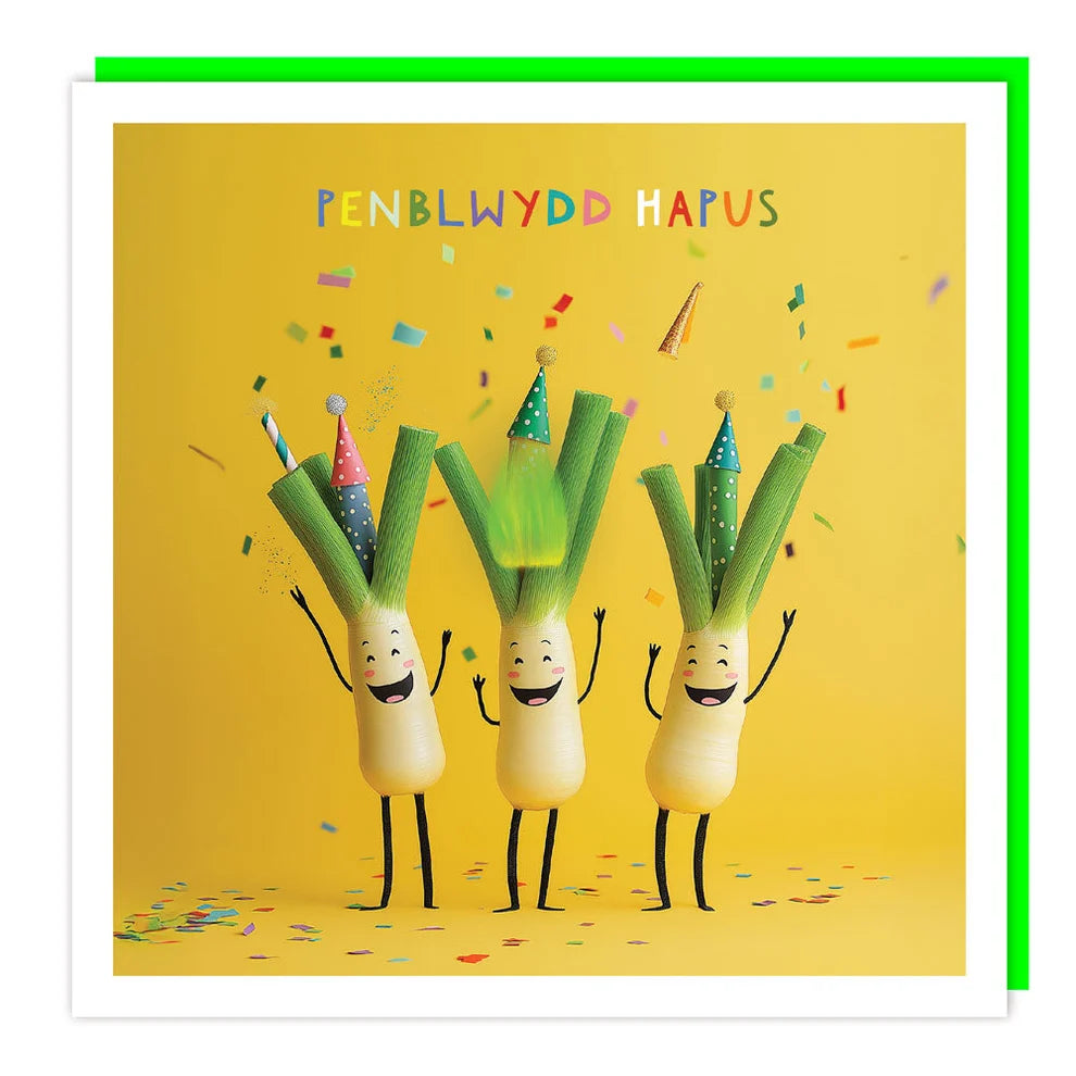 Tracks Publishing Penblwydd Hapus/Happy Birthday Happy Leeks Blank Card