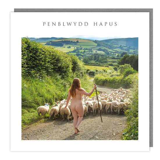 Tracks Publishing Penblwydd Hapus Naked Sheep Herding Blank Card