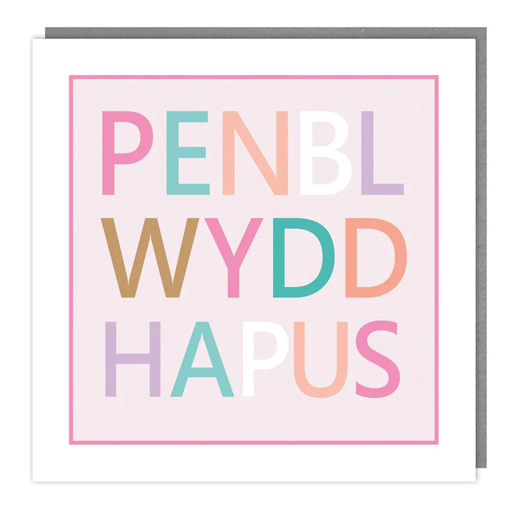 Tracks Publishing Penblwydd Hapus Pink Border Blank Card