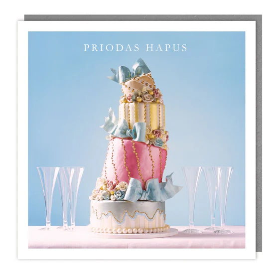 Tracks Publishing Priodas Hapus Lopsided Cake Blank Card