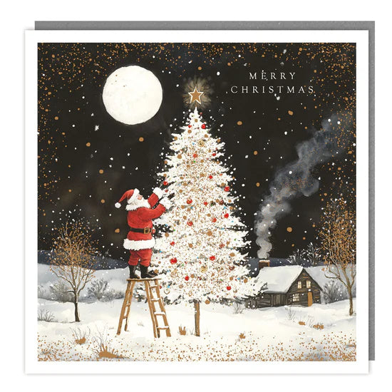 Tracks Publishing Santa Decorating the Tree Christmas Charity Cards - (Pack of 5)