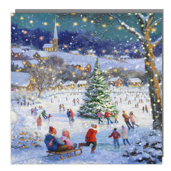 Tracks Publishing Skating by the Tree Christmas Charity Cards - (Pack of 5)