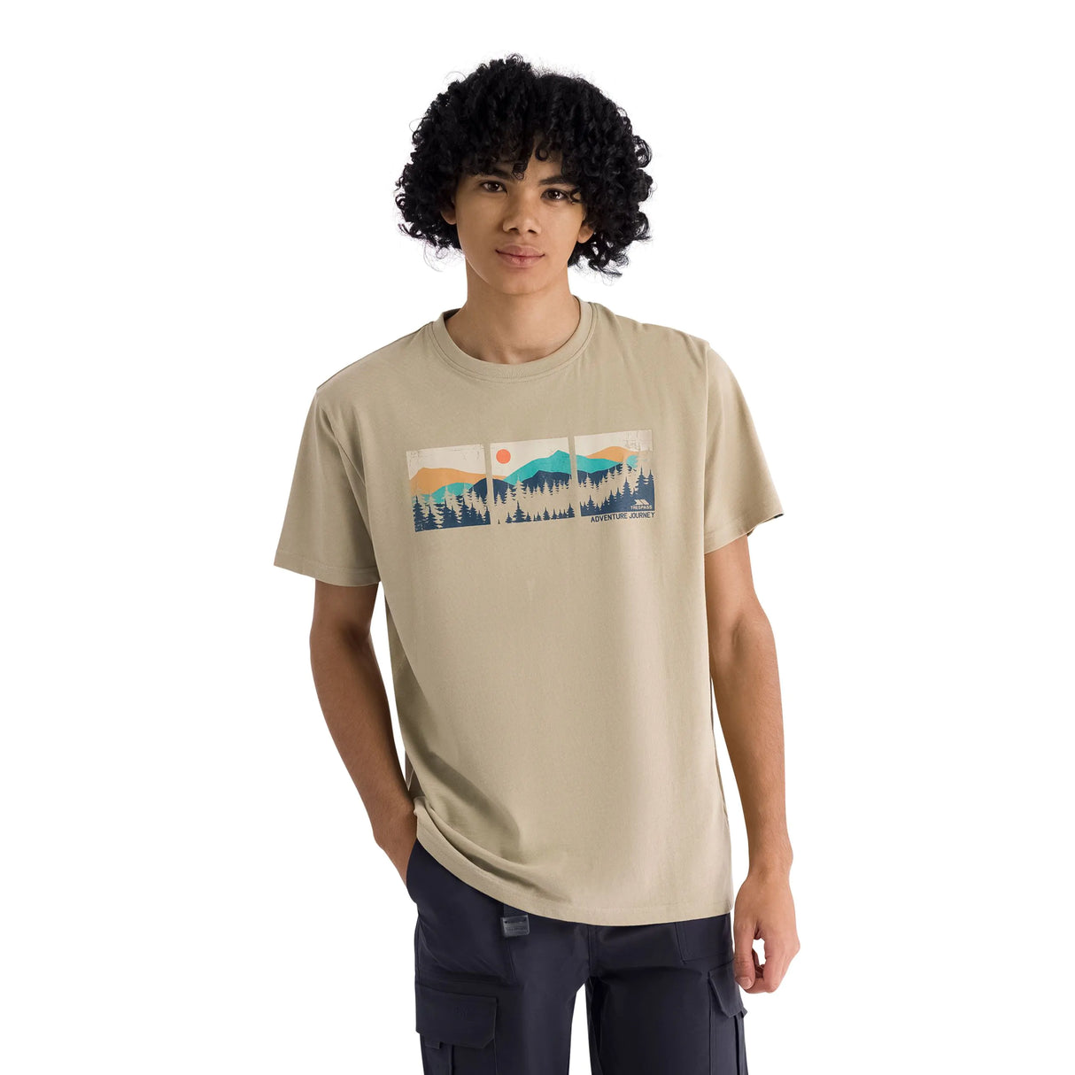 Trespass Benny Men's Graphic Short Sleeve T-Shirt - Oat