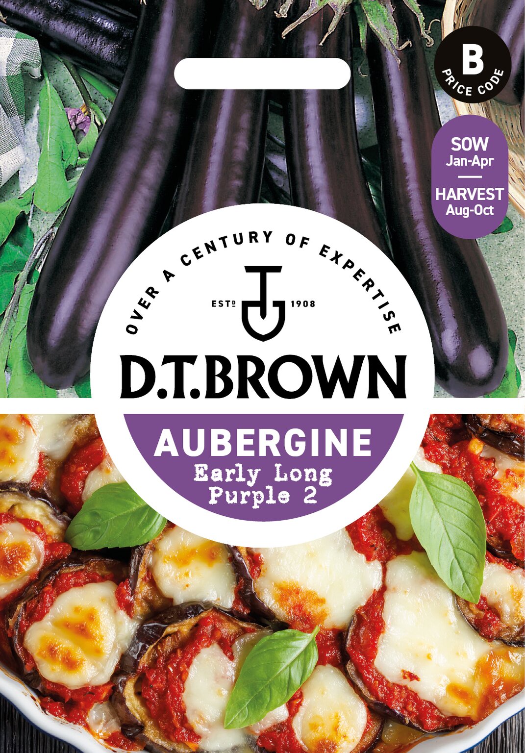 D.T. Brown Early Long Purple 'Aubergine' Seeds