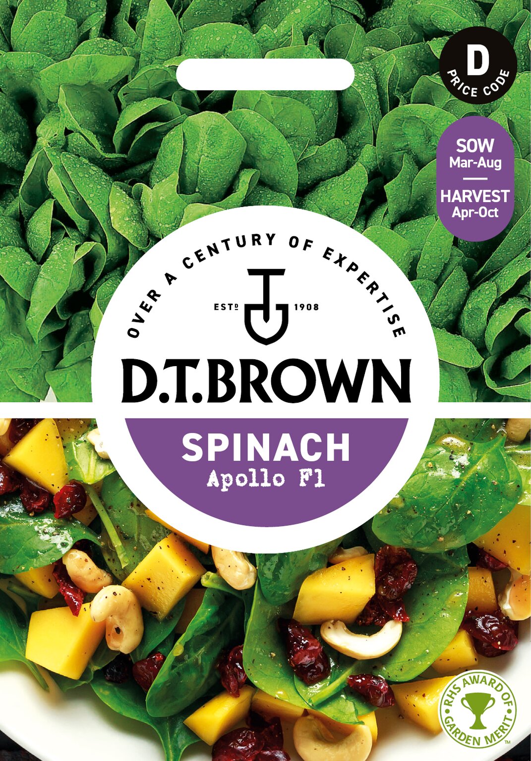 D.T. Brown 'Apollo' Spinach F1 Seeds