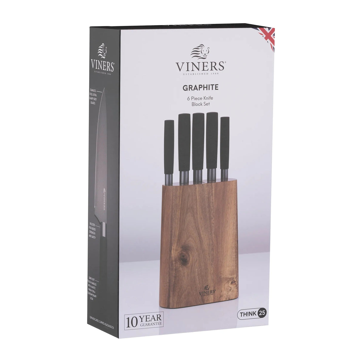 Viners Graphite Knife Block Set - (Set of 6) - Old Railway Line Garden Centre