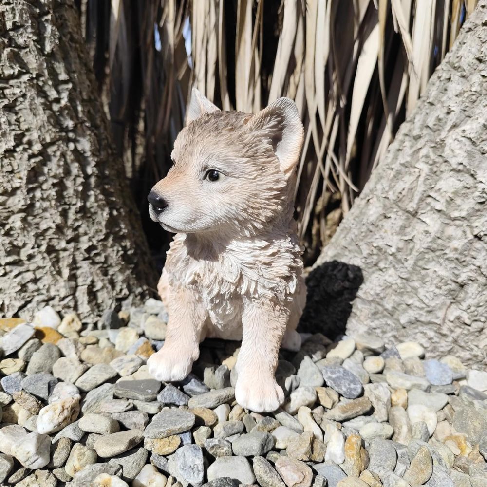Vivid Arts 20cm Sitting Wolf Cub Garden Ornament