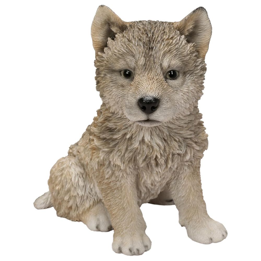 Vivid Arts 20cm Sitting Wolf Cub Garden Ornament