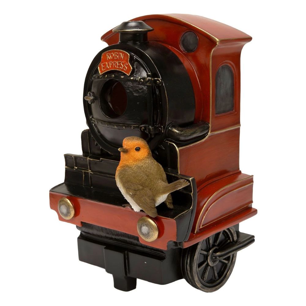Vivid Arts 23cm Red Express Stream Train & Robin Garden Birdhouse