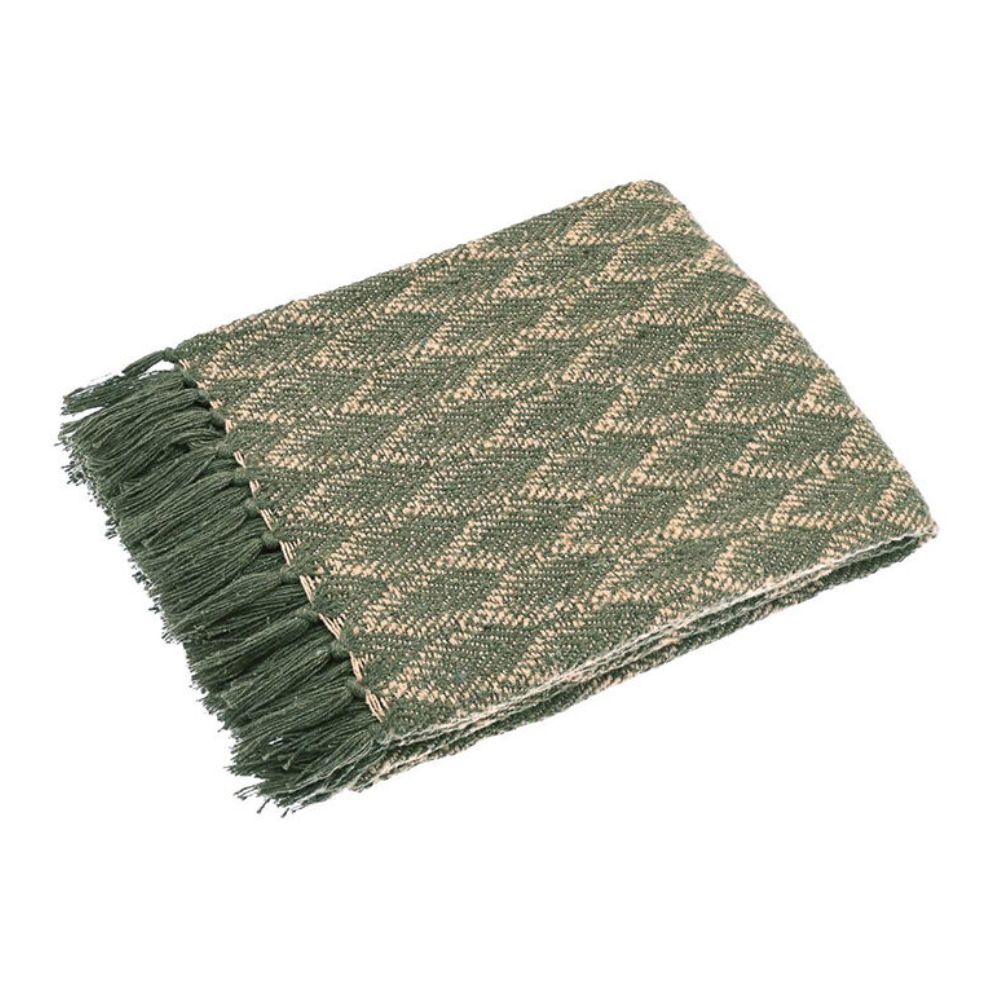 Walton & Co 150cm Leaf Recycled Cotton Throw - Green