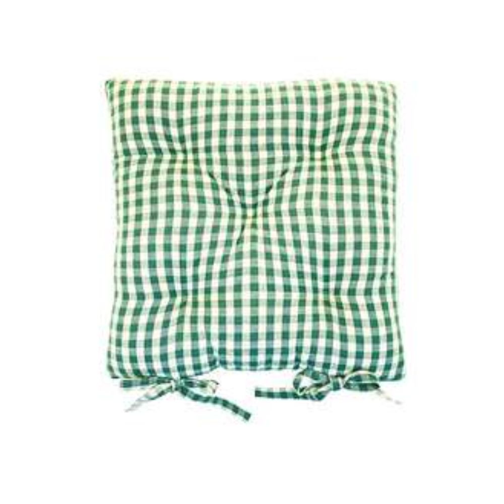 Walton & Co 38cm Green Gingham Seat Pad with Ties