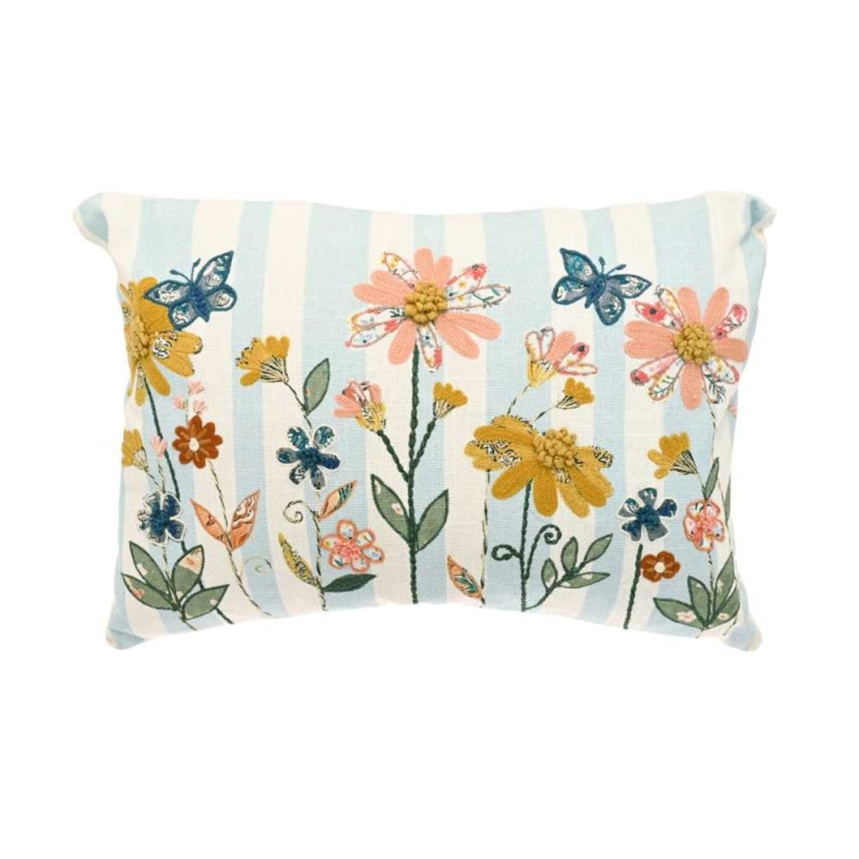Walton & Co 50cm Embroidered Cosmos Rectangle Cushion - Old Railway Line Garden Centre