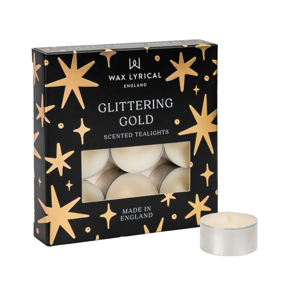 Wax Lyrical Glittering Gold Tealights (9 Pack)