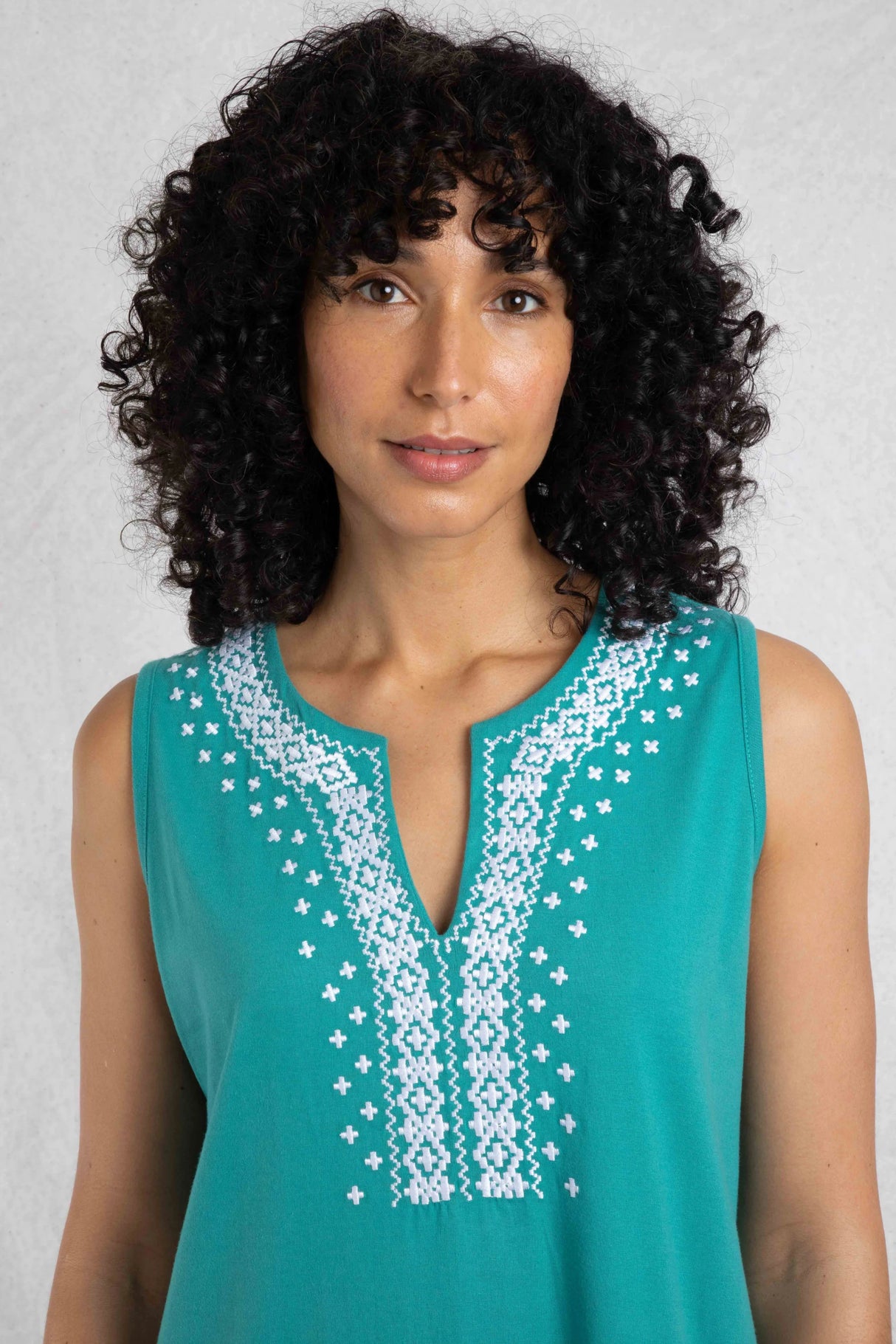 Weird Fish 8 Viridis Teal Anaya Organic Cotton Embroidered Dress - 203311 - Old Railway Line Garden Centre