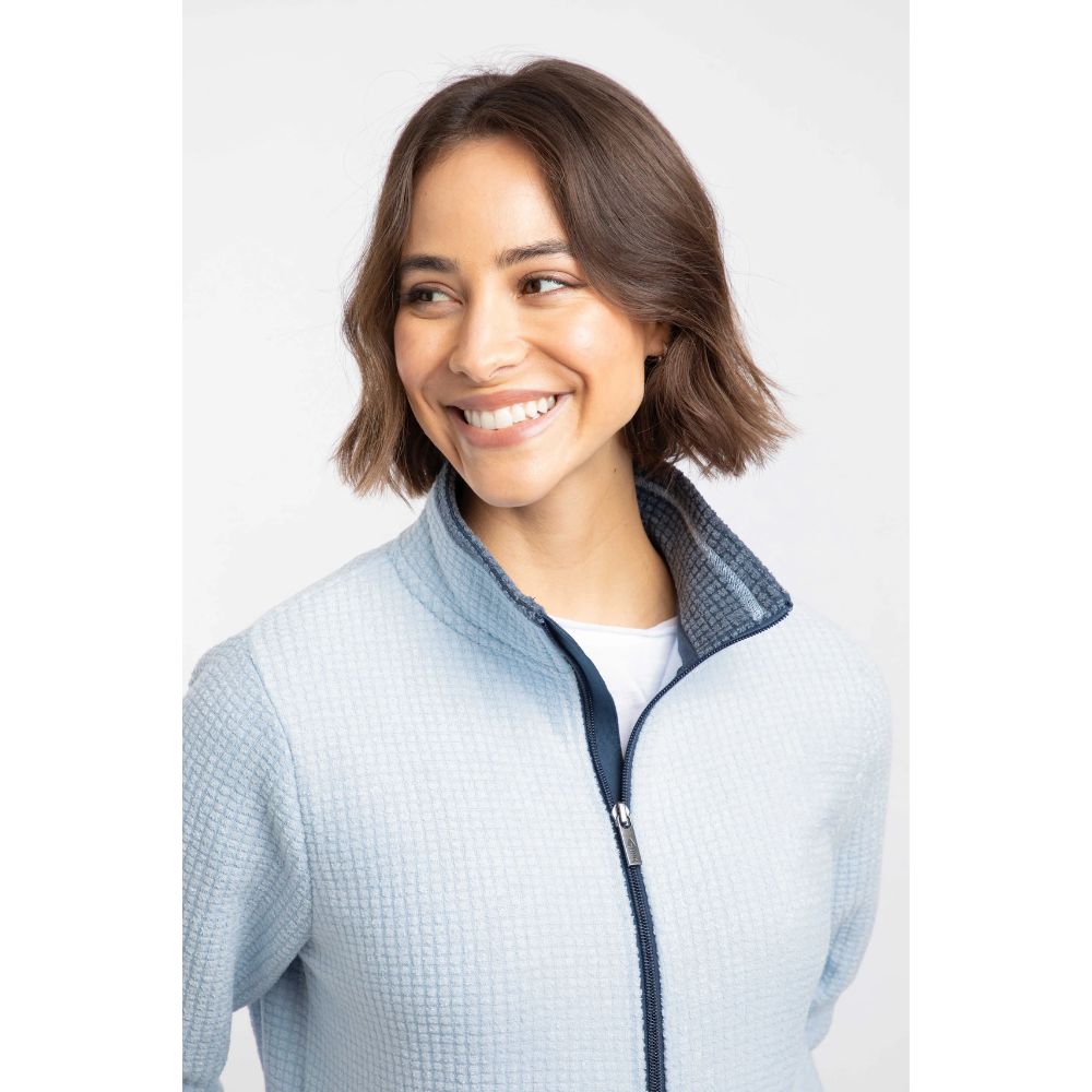 Weird Fish Ariana Full Zip Grid Women's Fleece - Cool Blue