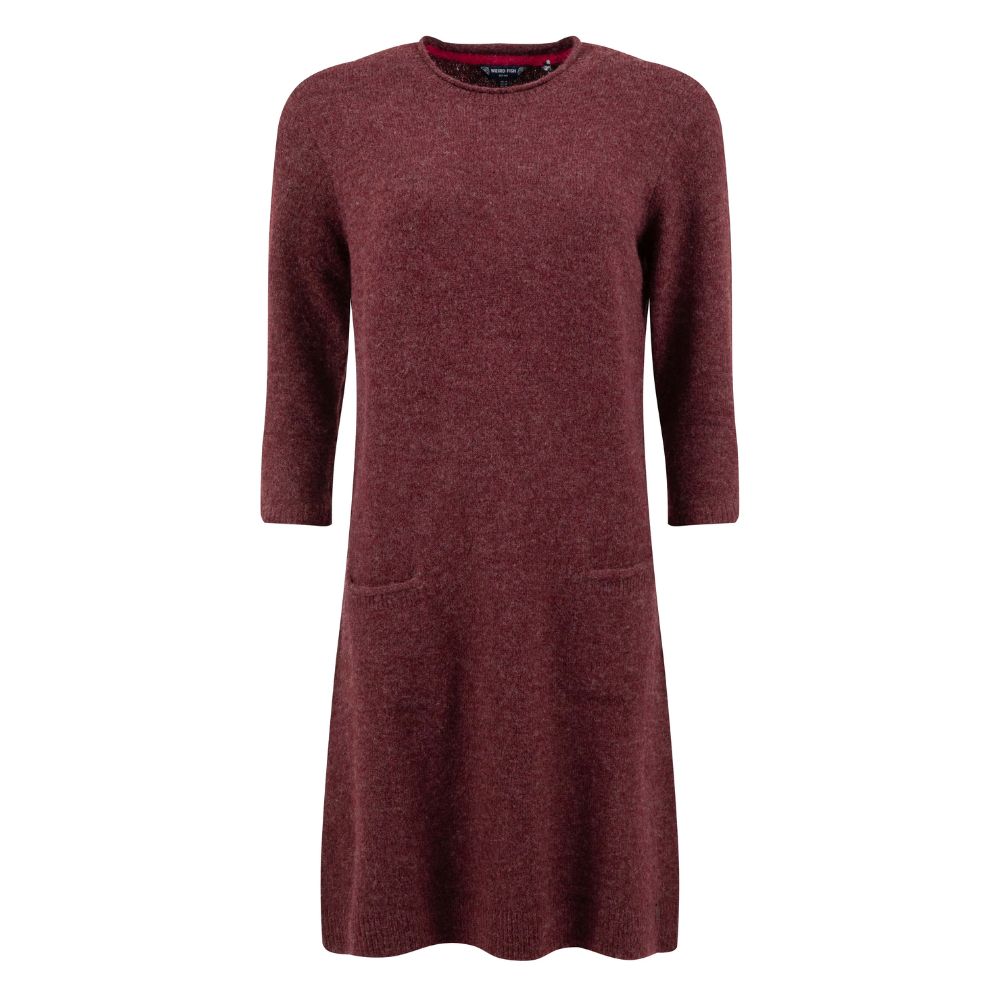 Weird Fish Astra Knitted Dress - Deep Crimson