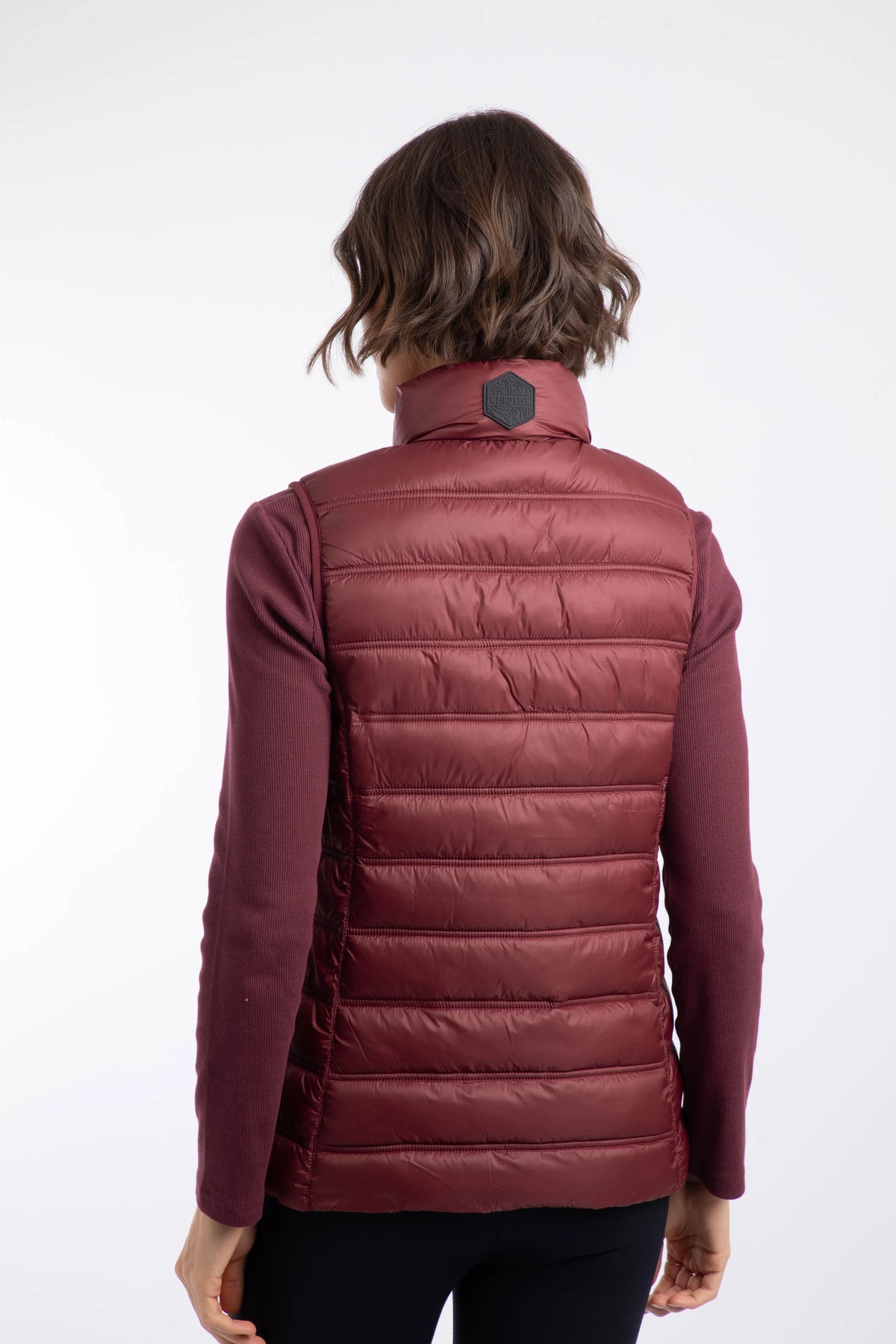 Weird Fish Atissa Lightweight Padded Gilet Deep Crimson