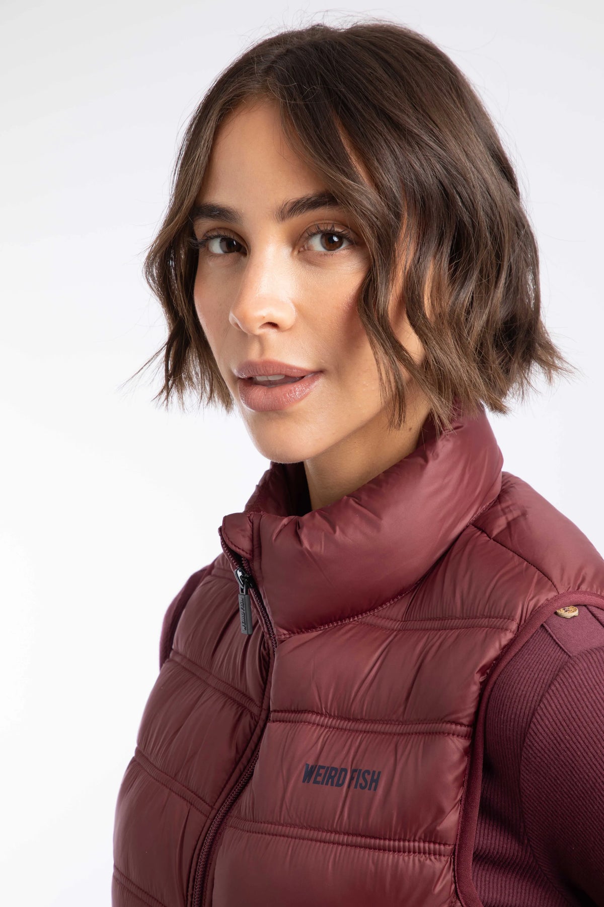 Weird Fish Atissa Lightweight Padded Gilet Deep Crimson