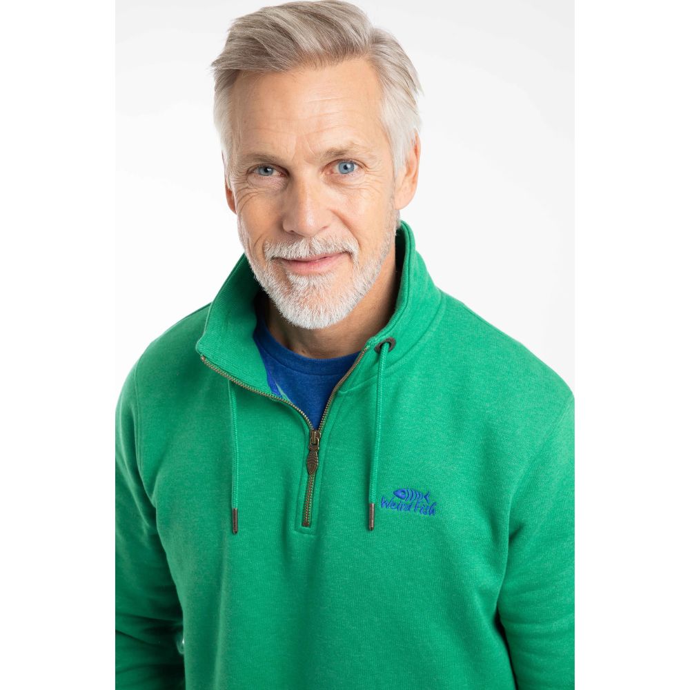 Weird Fish Brampton 1/4 Zip Men's Sweatshirt - Heritage Green