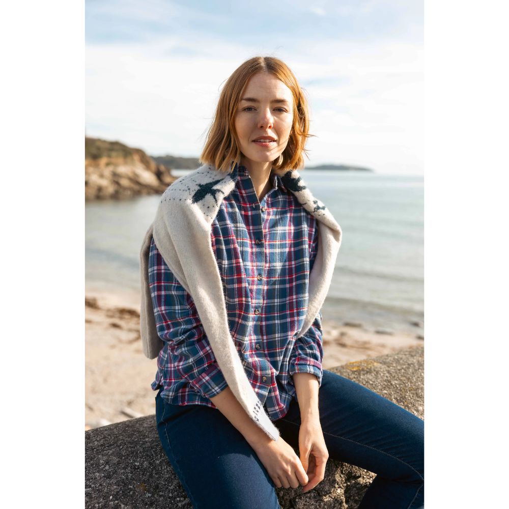 Weird Fish Corin Brushed Check Shirt - Aster Blue