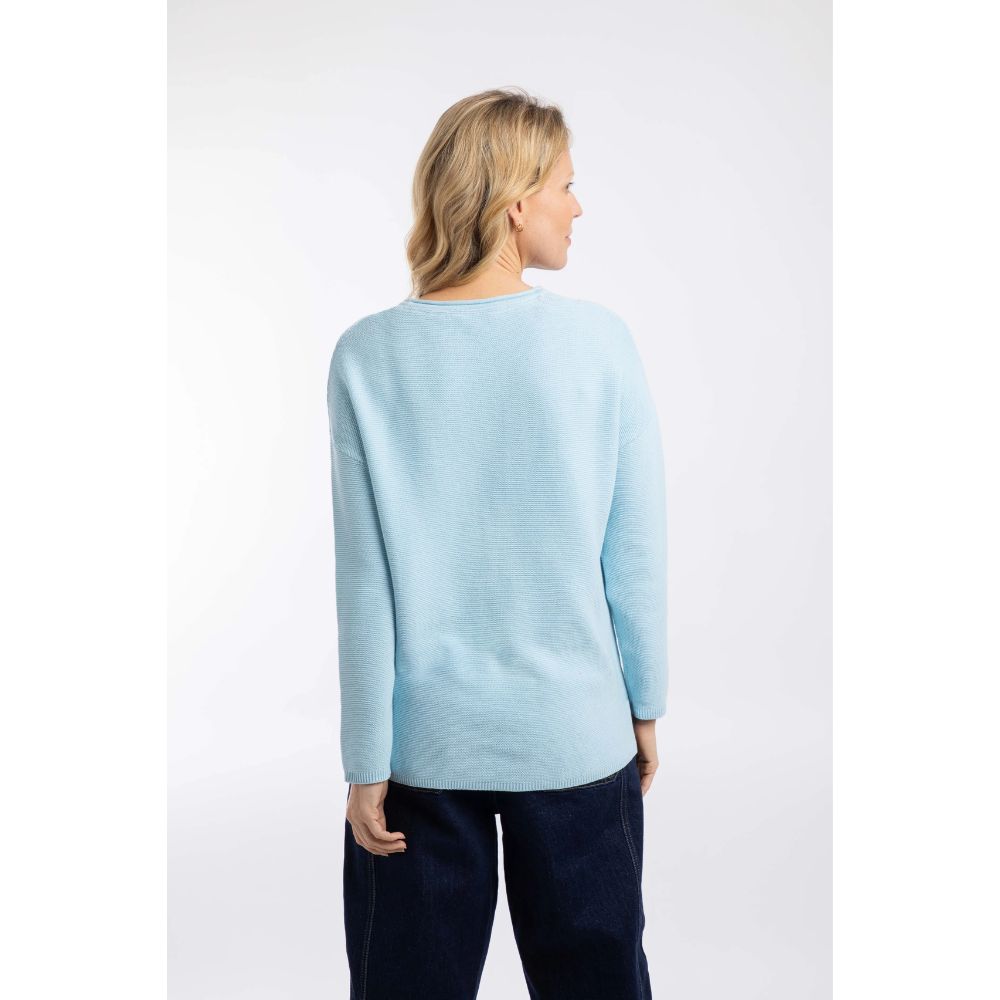 Weird Fish Dalla Knitted Crew Neck Jumper - Skyway Blue