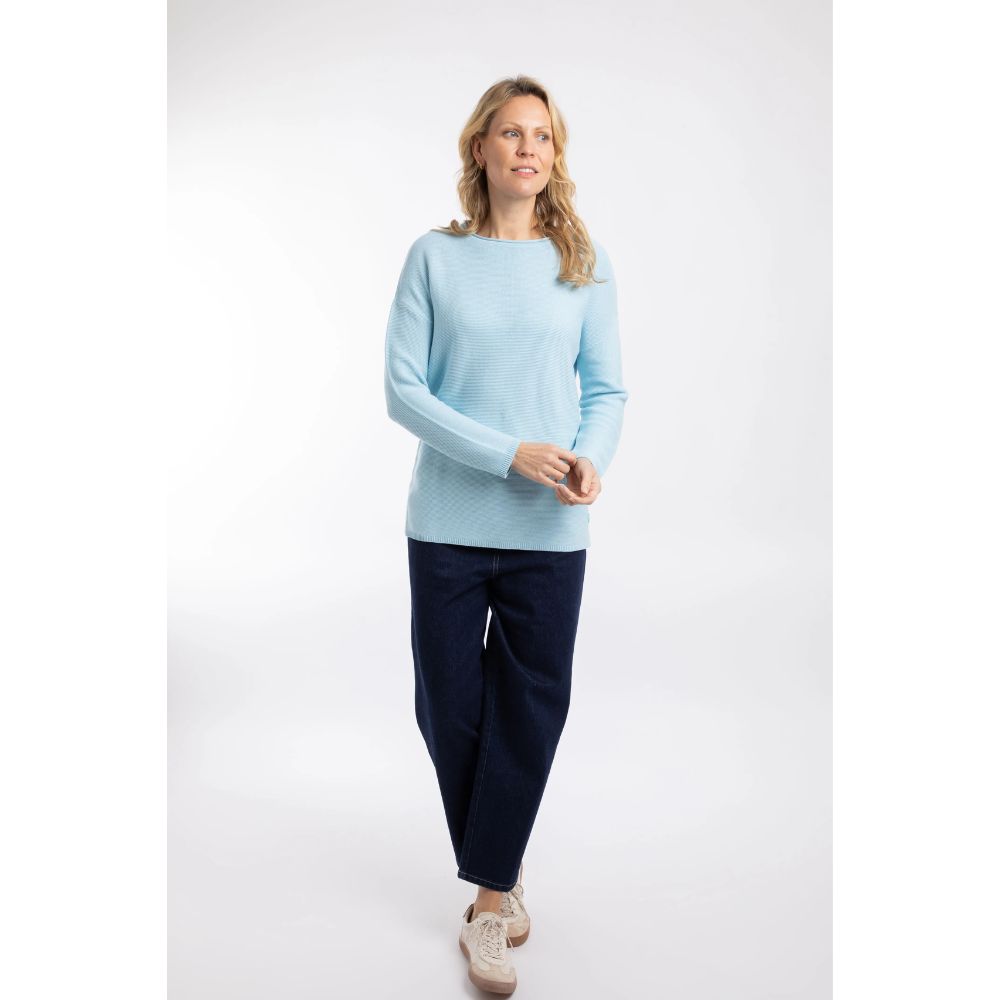 Weird Fish Dalla Knitted Crew Neck Jumper - Skyway Blue
