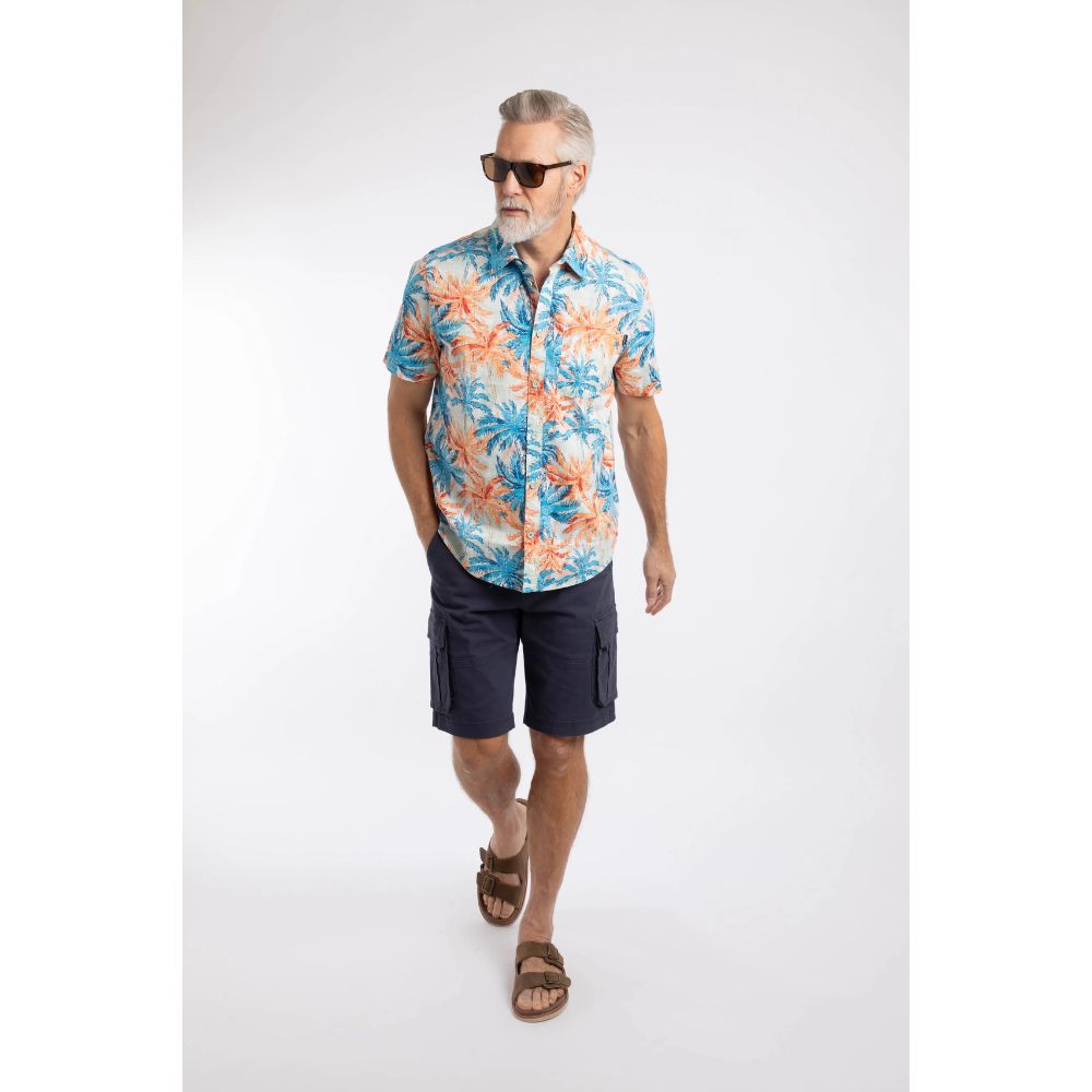 Weird Fish Faraway Short Sleeve Palm Tree Print Shirt - Paprika
