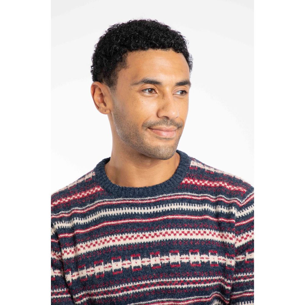 Weird Fish Fastolf Fair Isle Crew Neck Men's Jumper - Navy