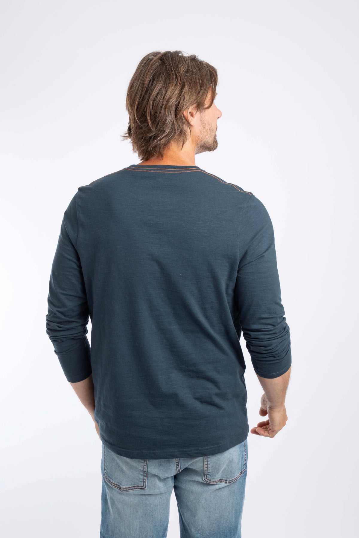 Weird Fish Fins Branded Long Sleeve T-Shirt - Navy