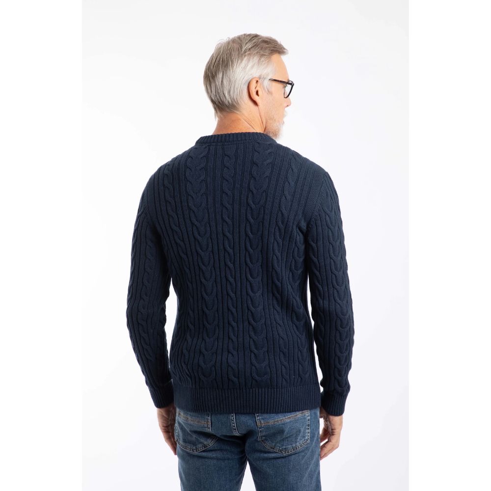 Weird Fish Griffen Cable Knit Jumper - Navy