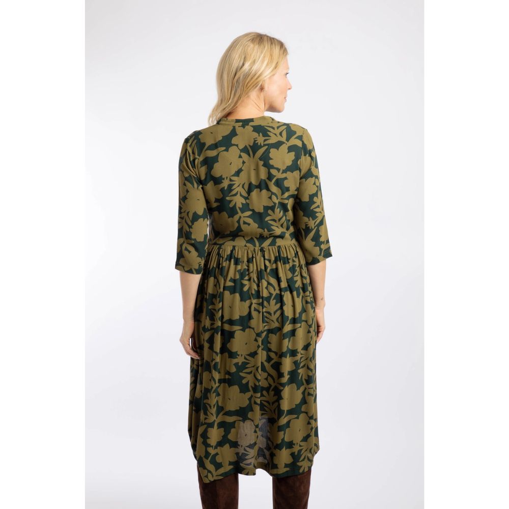 Weird Fish Hellen Printed Crepe Shirt Dress - Green