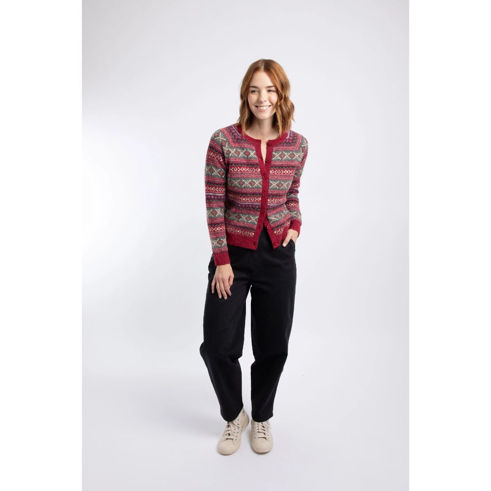 Weird Fish Hollan Fair Isle Cardigan - Rhubarb