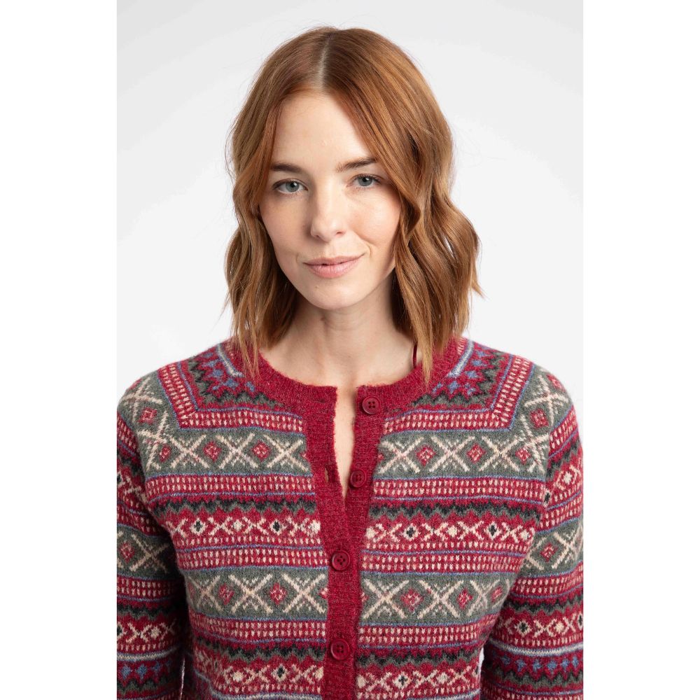 Weird Fish Hollan Fair Isle Cardigan - Rhubarb