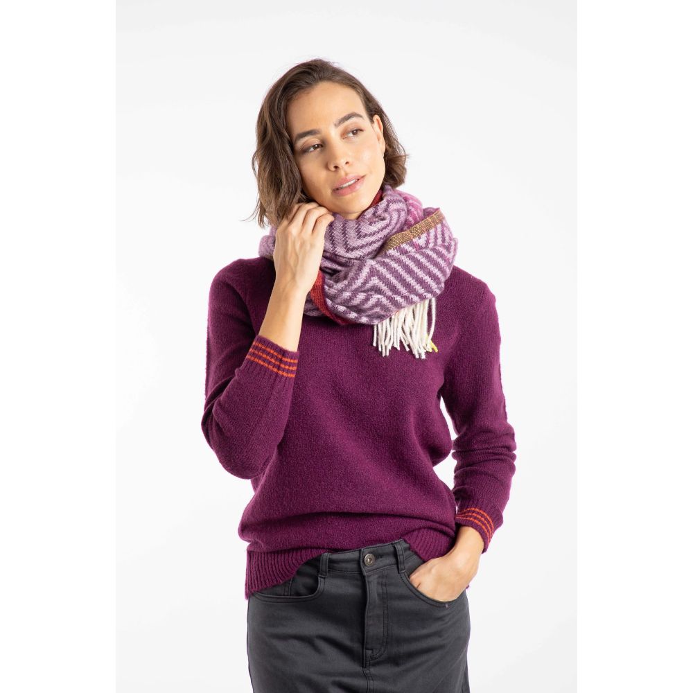 Weird Fish Jadida Brushed Zig-Zag Scarf - Beet Purple