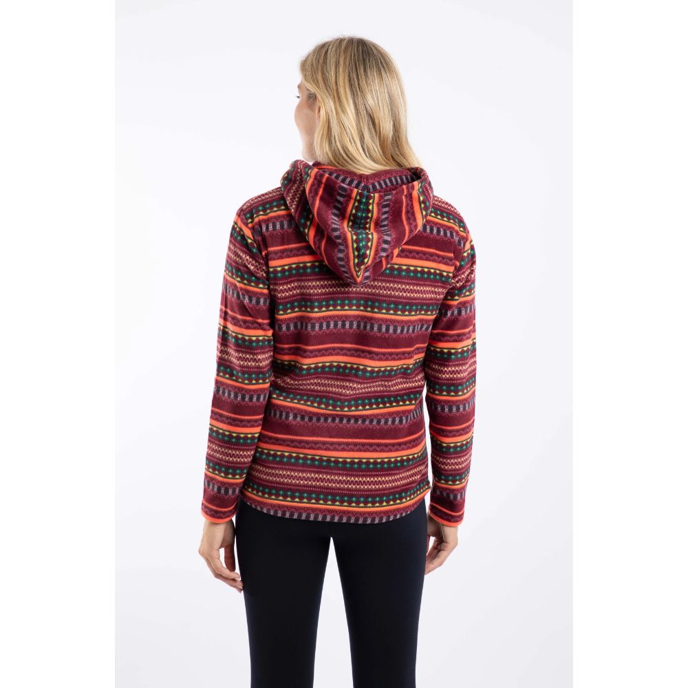 Weird Fish Lana 1/4 Zip Microfleece Hoodie - Antique Cherry