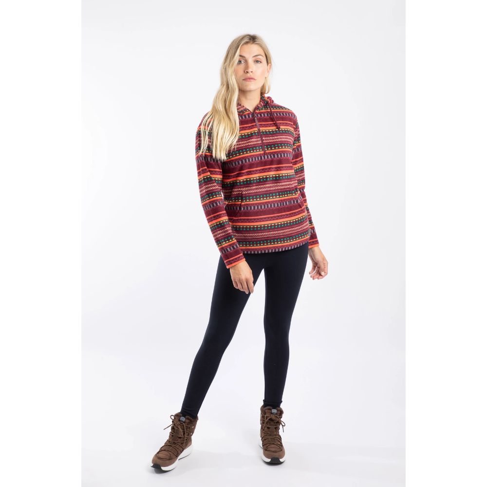 Weird Fish Lana 1/4 Zip Microfleece Hoodie - Antique Cherry