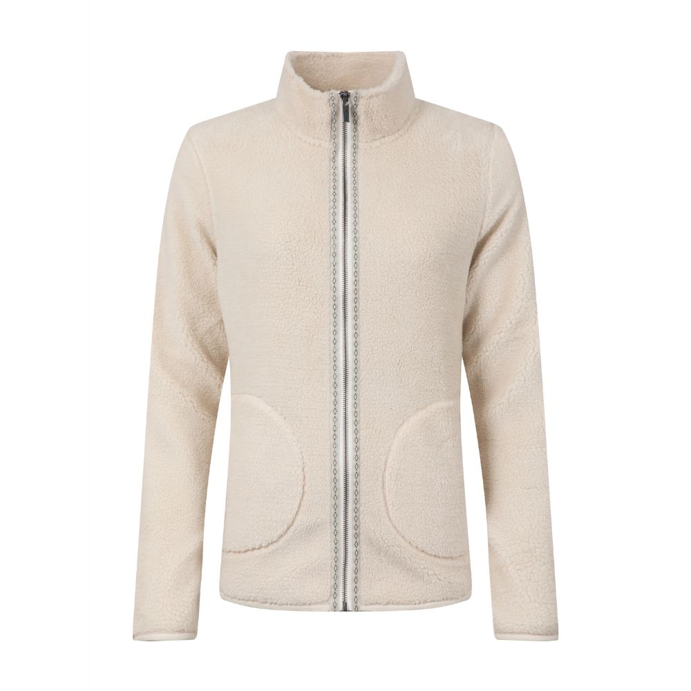 Weird Fish Lucille Lightweight Full Zip Borg Fleece - Ecru