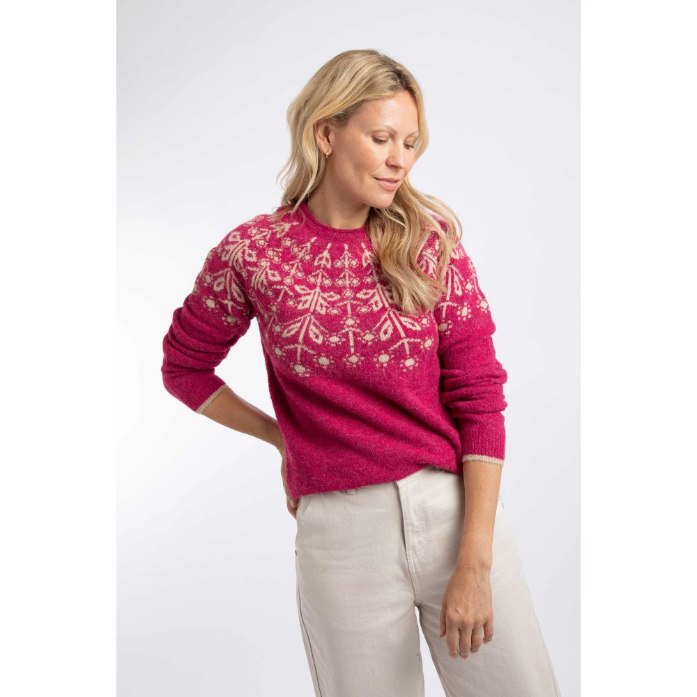 Weird Fish Miska Fair Isle Jumper - Foxglove Pink